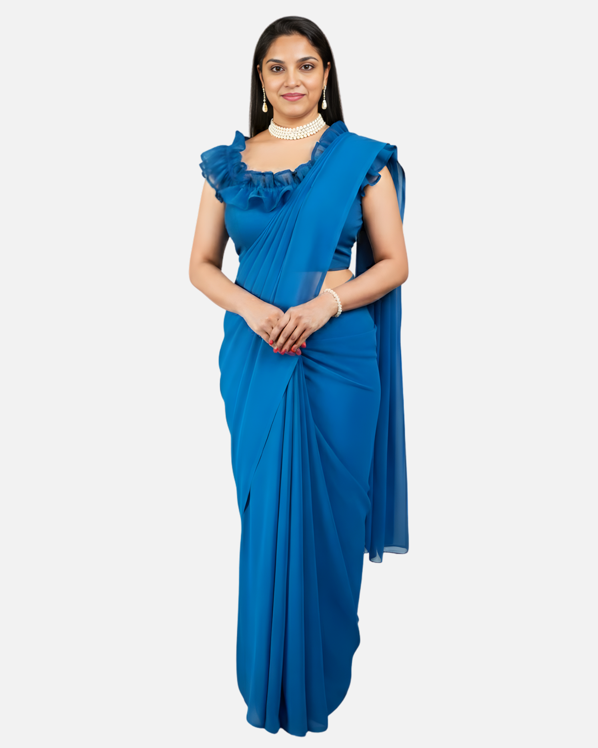 Raffle Neck Saree